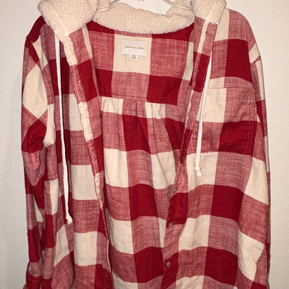 American Eagle Hooded Flannel Top